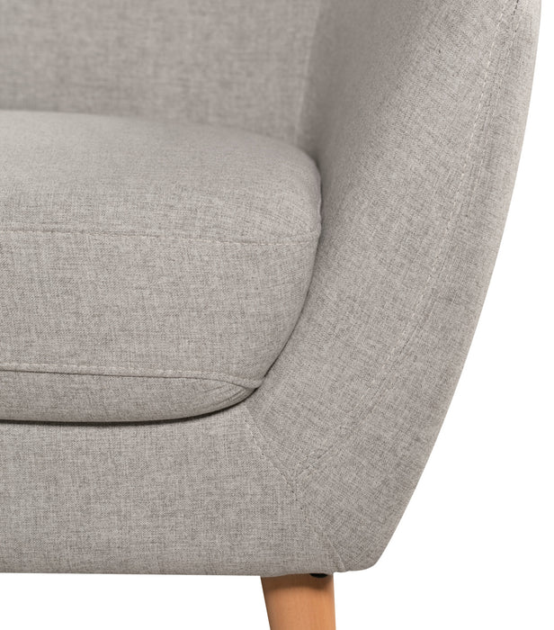 Sofa Calla de 73,62 po de format condo en tissu d’apparence lin avec capitonnage et pattes en bois - gris clair