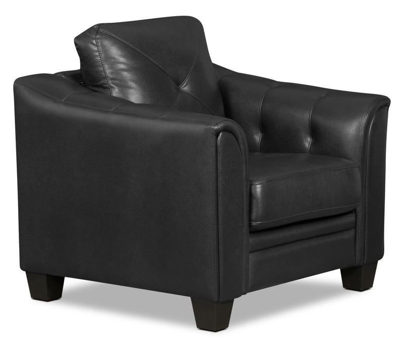 Andi Leather-Look Fabric Chair – Black - Glam style Chair in Black