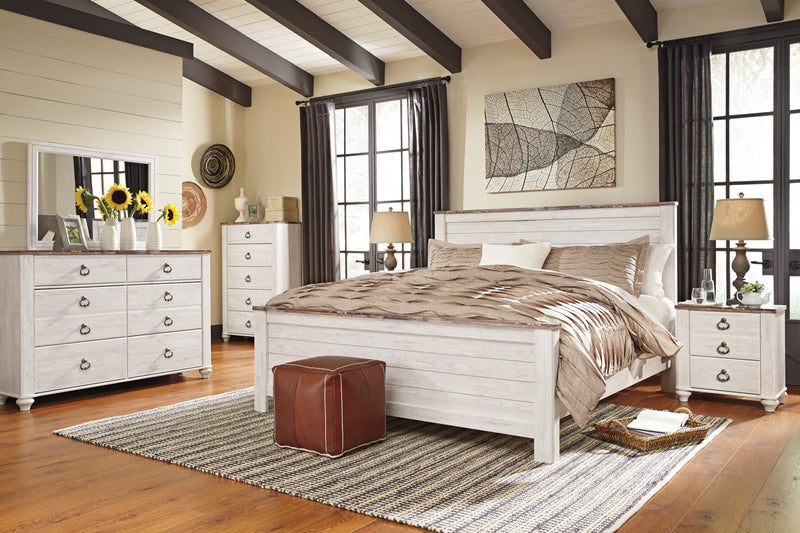 Ensemble de chambre à coucher Willowton 7 pièces avec très grand lit