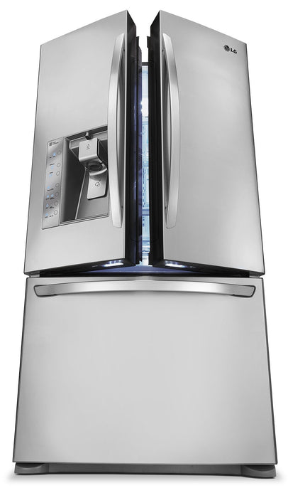 Réfrigérateur LG de 24 pi³ à portes françaises avec distributeur d'eau et de glaçons – acier inoxydable