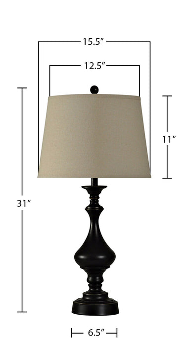 Ensemble 3 lampes Julia traditionnelles bronze antique, 2 lampes de table et 1 lampe à pied