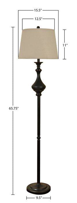 Ensemble 3 lampes Julia traditionnelles bronze antique, 2 lampes de table et 1 lampe à pied