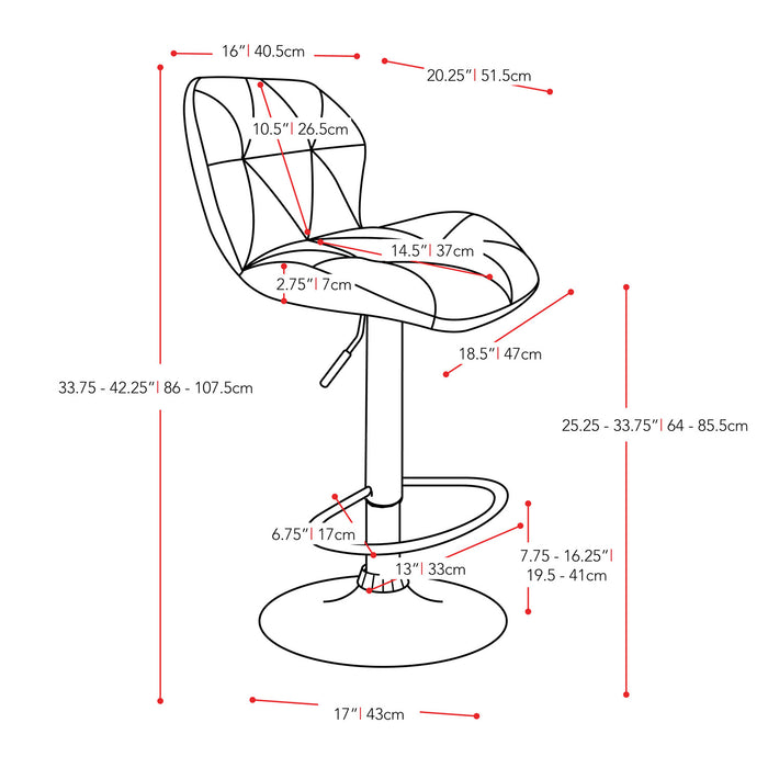 Tabouret bar réglable Emry, ensemble de 2 - noir
