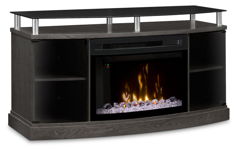 Meuble pour téléviseur Windham de 53 po avec foyer Multi-Fire XDMC à braises en verre - argenté