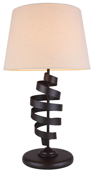 Lampe de table à volutes en métal brun