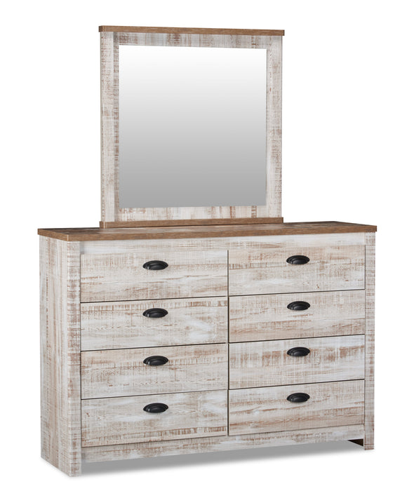 Commode Kaia de 54,06 po (L) x 37,7 po (H) à 8 tiroirs pour la chambre à coucher, fabriquée au Canada - blanchie