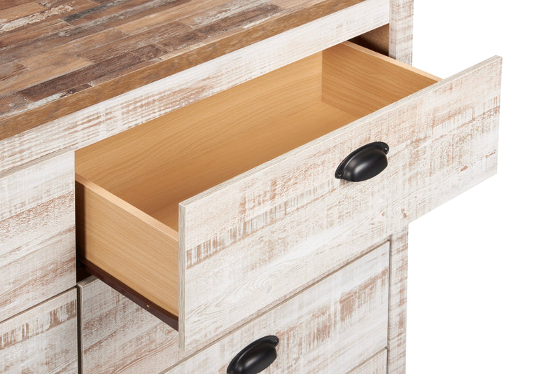 Commode Kaia de 54,06 po (L) x 37,7 po (H) à 8 tiroirs pour la chambre à coucher, fabriquée au Canada - blanchie