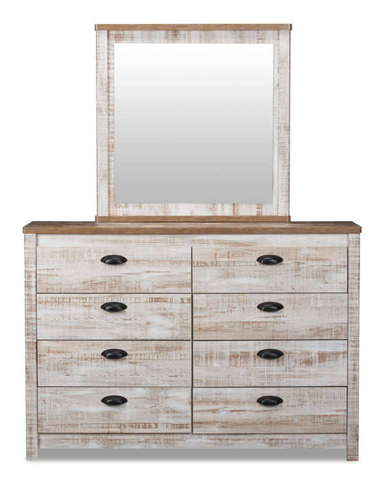 Miroir de commode de chambre à coucher Kaia, fabriqué au Canada - blanchi