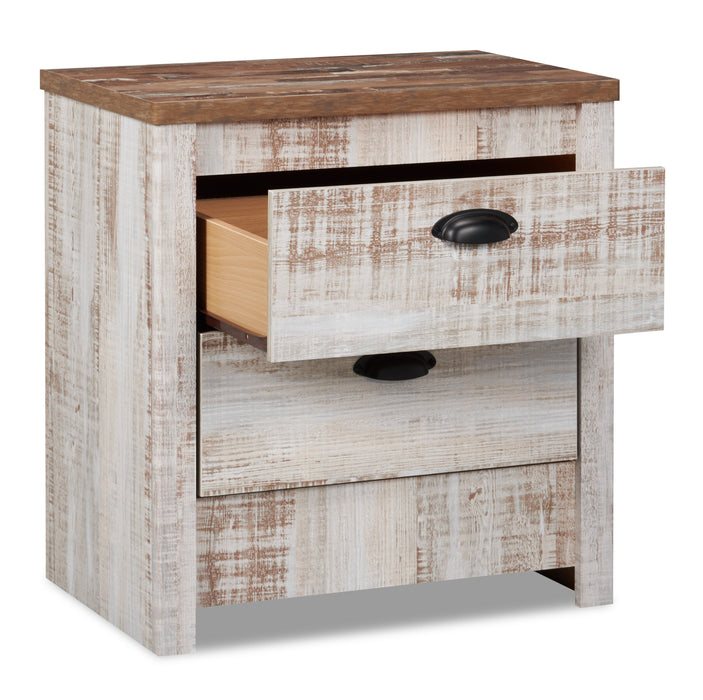 Table de nuit Kaia de 23,82 po (L) x 25,1 po (H) à 2 tiroirs, fabriquée au Canada - blanchie