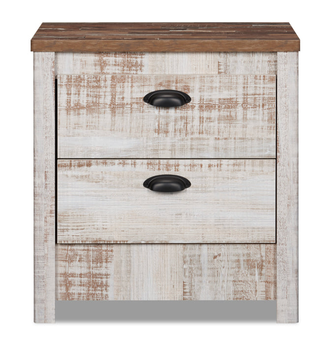 Table de nuit Kaia de 23,82 po (L) x 25,1 po (H) à 2 tiroirs, fabriquée au Canada - blanchie