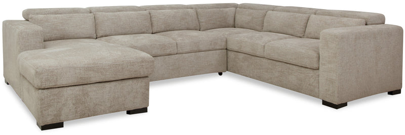 Kapri 3-Piece Chenille Left-Facing Sleeper Sectional - Linen