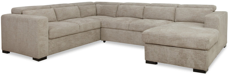 Kapri 3-Piece Chenille Right-Facing Sleeper Sectional - Linen