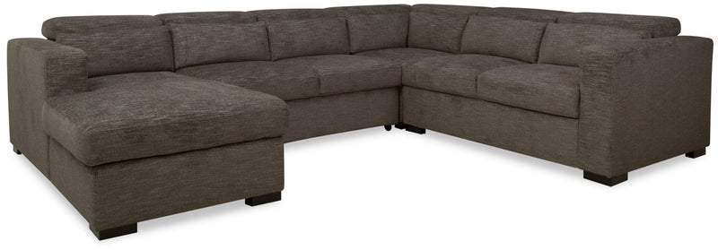Kapri 4-Piece Chenille Left-Facing Sleeper Sectional - Pewter