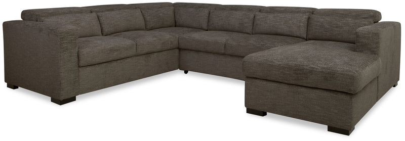 Kapri 3-Piece Chenille Right-Facing Sleeper Sectional - Pewter