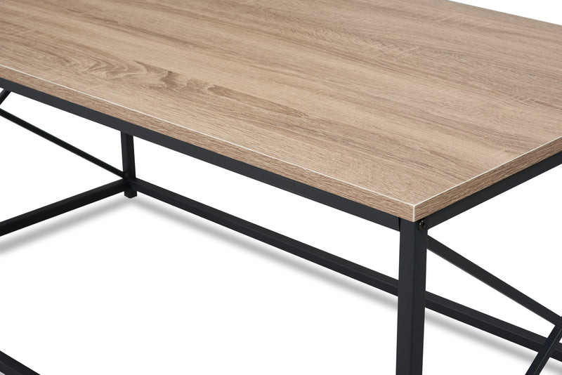Ensemble 3 tables modernes Kasey de 42,25 po (table à café et 2 tables de bout) - taupe foncée avec base en métal noir