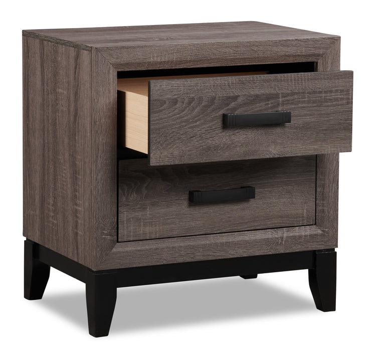 Table de nuit Kate de 23,6 po (L) x 24,8 po (H) à 2 tiroirs - gris-brun