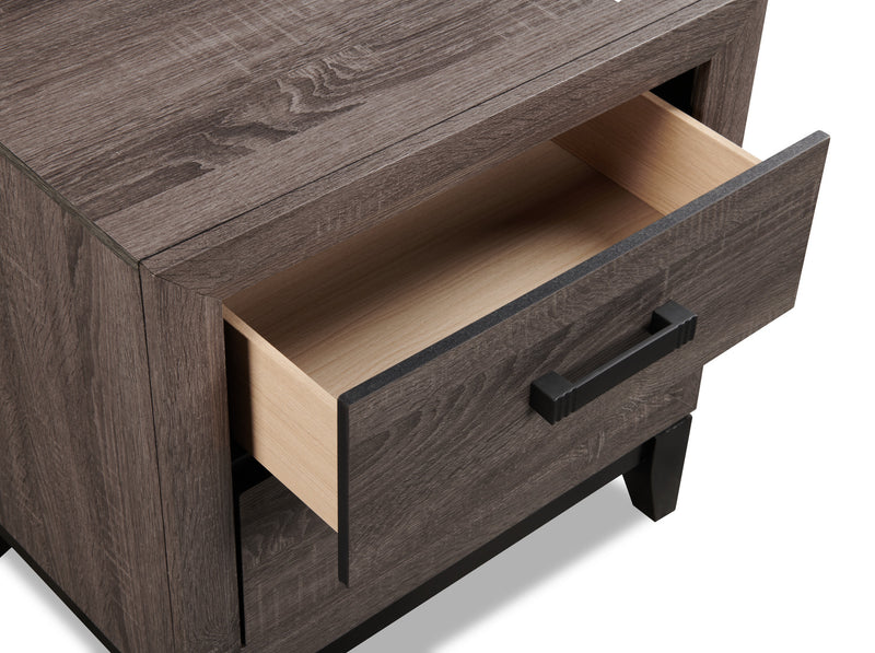 Table de nuit Kate de 23,6 po (L) x 24,8 po (H) à 2 tiroirs - gris-brun