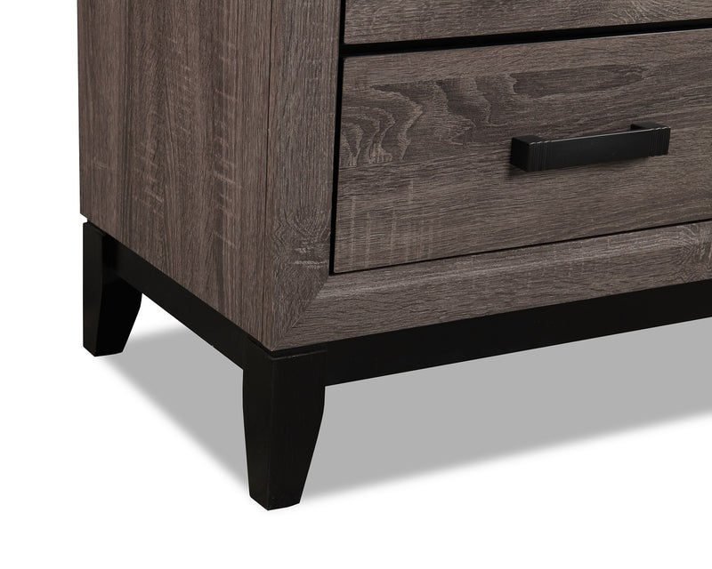Table de nuit Kate de 23,6 po (L) x 24,8 po (H) à 2 tiroirs - gris-brun