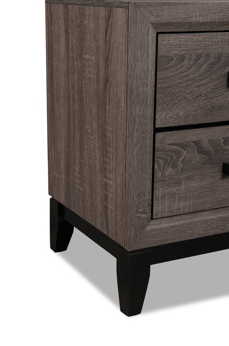 Table de nuit Kate de 23,6 po (L) x 24,8 po (H) à 2 tiroirs - gris-brun