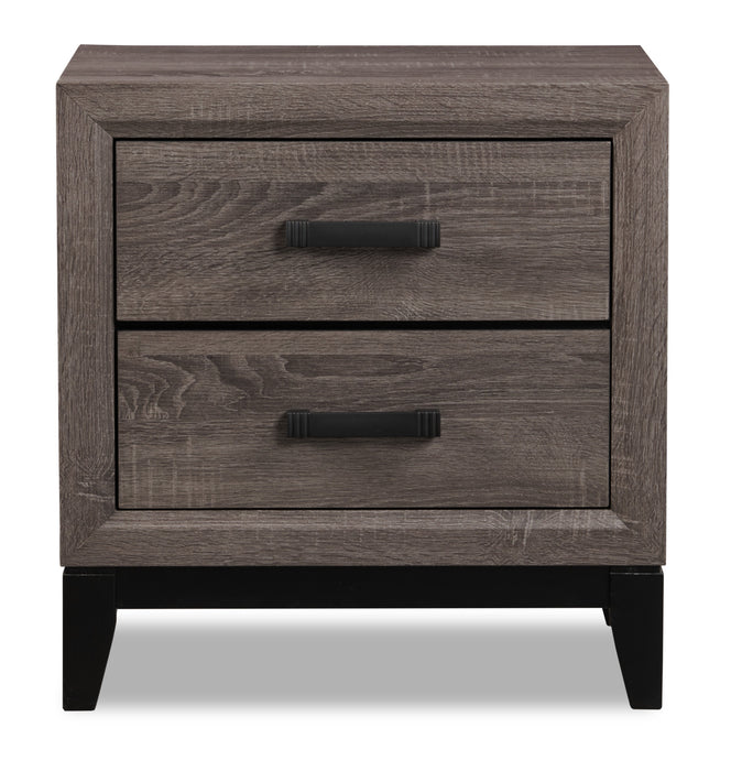 Ensemble de chambre à coucher Kate 6 pièces avec lit, commode, miroir et table de nuit, gris-brun - format très grand lit