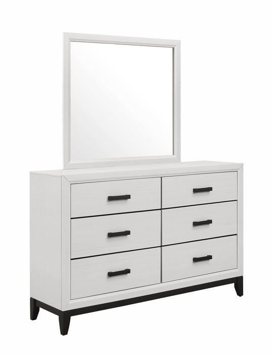 Ensemble de chambre à coucher Kate 5 pièces avec lit, commode et miroir, blanc - format grand lit