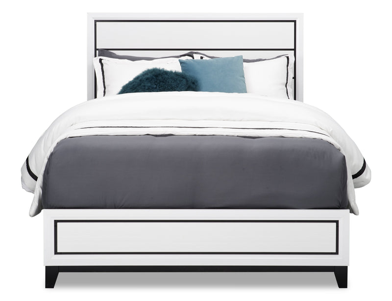 Ensemble de chambre à coucher Kate 5 pièces avec lit, commode et miroir, blanc - format grand lit