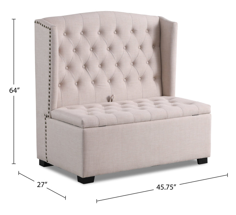 Banc de rangement à oreilles Katie de 45,75 po - blanc