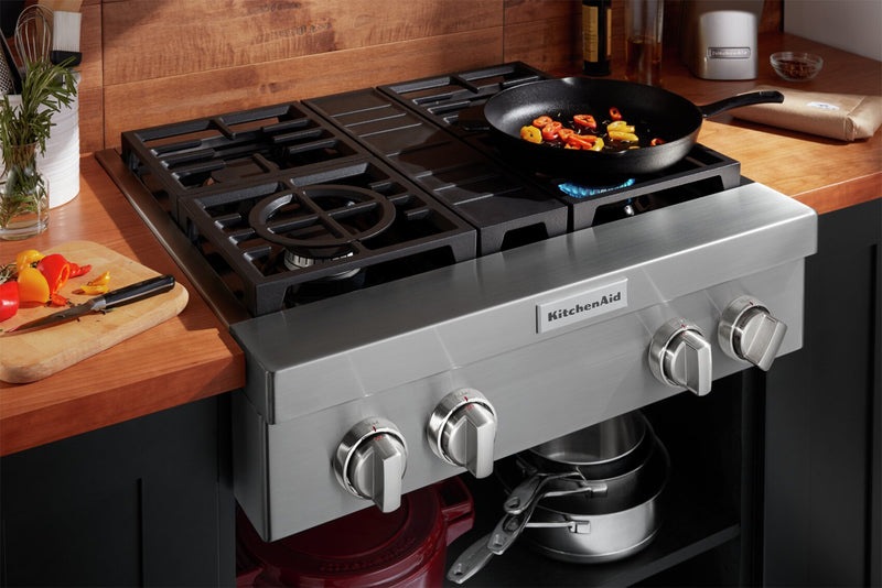 Surface de cuisson à gaz KitchenAid de 30 po à 4 éléments - acier inoxydable - KCGC500JSS