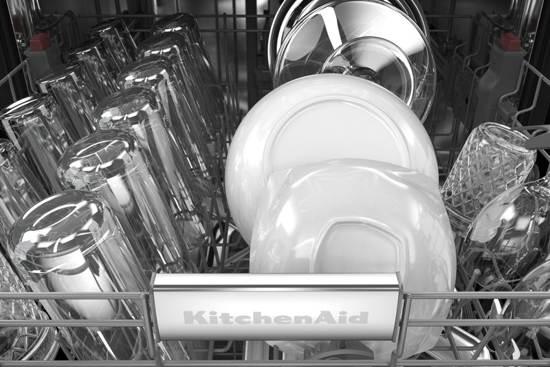 Lave-vaisselle encastré KitchenAid de 24 po et de 44 dBA avec commandes sur le dessus et 3e panier - acier inoxydable noir avec fini PrintShieldMC - KDTM404KBS