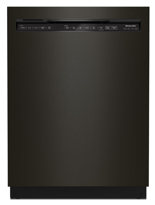 Lave-vaisselle encastré KitchenAid de 24 po et de 44 dBA avec commandes à l’avant et 3e panier - acier inoxydable noir avec fini PrintShieldMC - KDFM404KBS