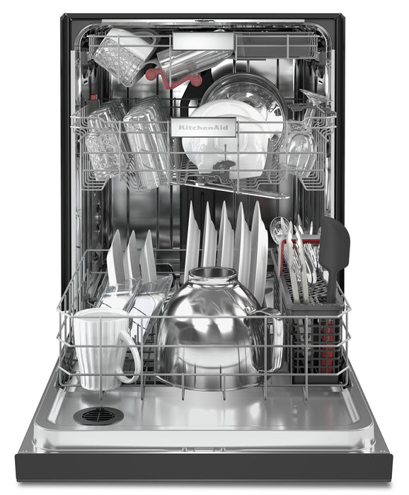 Lave-vaisselle encastré KitchenAid de 24 po et de 44 dBA avec commandes à l’avant et 3e panier - acier inoxydable noir avec fini PrintShieldMC - KDFM404KBS