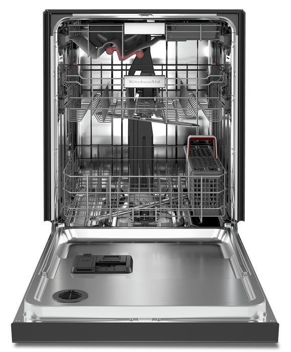 Lave-vaisselle encastré KitchenAid de 24 po et de 44 dBA avec commandes à l’avant et 3e panier - acier inoxydable noir avec fini PrintShieldMC - KDFM404KBS