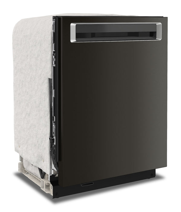 Lave-vaisselle encastré KitchenAid de 24 po et de 44 dBA avec commandes sur le dessus et 3e panier - acier inoxydable noir avec fini PrintShieldMC - KDPM604KBS