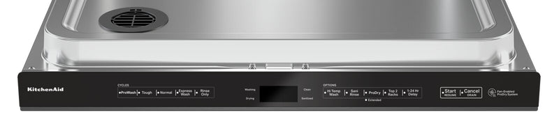 Lave-vaisselle encastré KitchenAid de 24 po et de 44 dBA avec commandes sur le dessus et 3e panier - acier inoxydable noir avec fini PrintShieldMC - KDPM604KBS