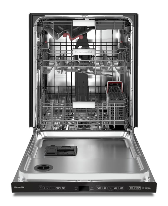 Lave-vaisselle encastré KitchenAid de 24 po et de 44 dBA avec commandes sur le dessus et 3e panier - acier inoxydable noir avec fini PrintShieldMC - KDPM604KBS