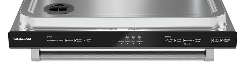 Lave-vaisselle encastré KitchenAid de 24 po et de 44 dBA avec commandes sur le dessus et 3e panier - acier inoxydable noir avec fini PrintShieldMC - KDTM404KBS