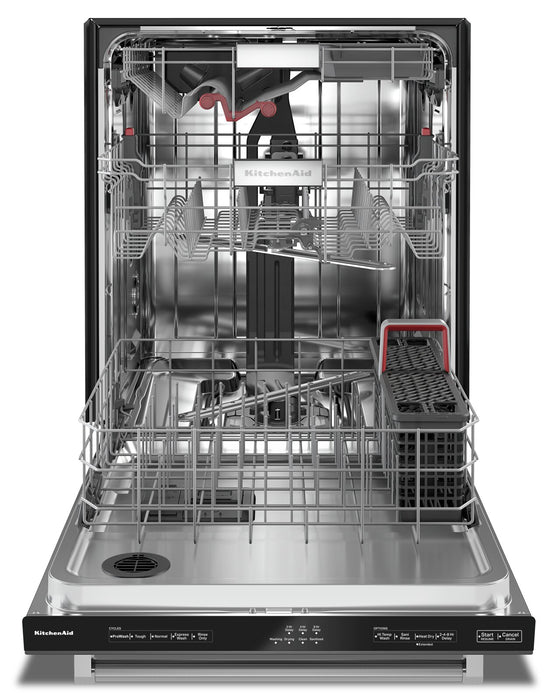 Lave-vaisselle encastré KitchenAid de 24 po et de 44 dBA avec commandes sur le dessus et 3e panier - acier inoxydable noir avec fini PrintShieldMC - KDTM404KBS