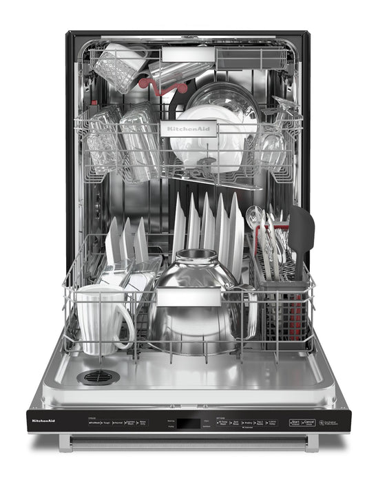 Lave-vaisselle encastré KitchenAid de 24 po et de 44 dBA avec commandes sur le dessus et 3e panier - acier inoxydable avec fini PrintShieldMC - KDTM704KPS