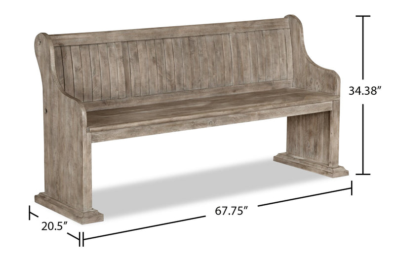 Banc de salle à manger Keswick de 67,75 po (L) en pin - gris tourterelle