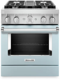  Cuisinière intelligente à gaz KitchenAid de 4,1 pi³ avec autonettoyage - bleu Miami - KFGC500JMB