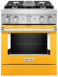 Cuisinière intelligente à gaz KitchenAid de 4,1 pi³ avec autonettoyage - poivron jaune - KFGC500JYP