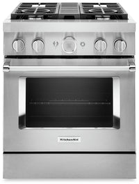 Cuisinière intelligente à gaz KitchenAid de 4,1 pi³ avec autonettoyage - acier inoxydable - KFGC500J…