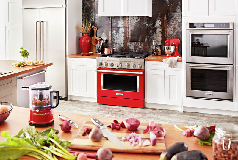 Cuisinière intelligente hybride KitchenAid de 5,1 pi³ avec autonettoyage - rouge passion - KFDC506JPA