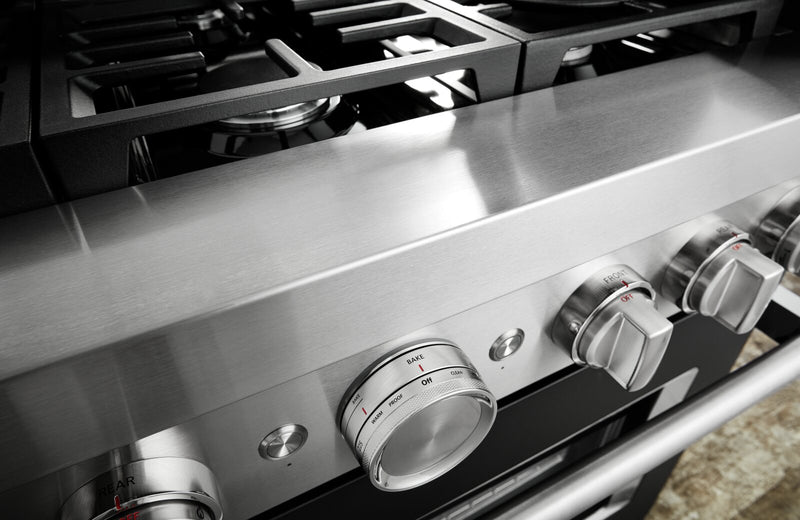 Cuisinière intelligente à gaz KitchenAid de 5,1 pi³ avec autonettoyage - noir impérial - KFGC506JBK