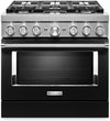 Cuisinière intelligente à gaz KitchenAid de 5,1 pi³ avec autonettoyage - noir impérial - KFGC506JBK