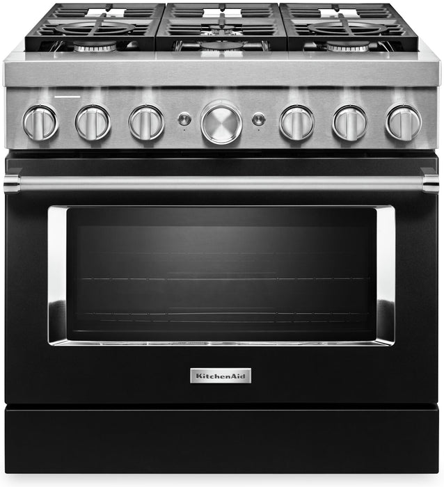 Cuisinière intelligente à gaz KitchenAid de 5,1 pi³ avec autonettoyage - noir impérial - KFGC506JBK