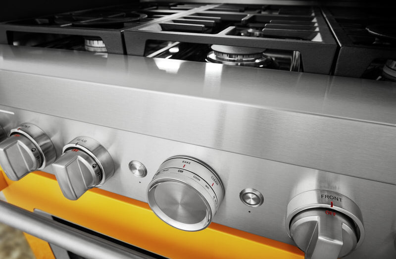 Cuisinière intelligente à gaz KitchenAid de 5,1 pi³ avec autonettoyage - poivron jaune - KFGC506JYP