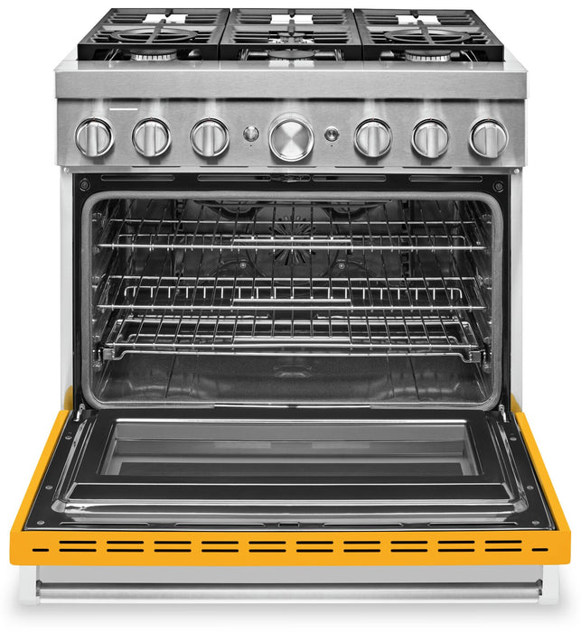 Cuisinière intelligente à gaz KitchenAid de 5,1 pi³ avec autonettoyage - poivron jaune - KFGC506JYP