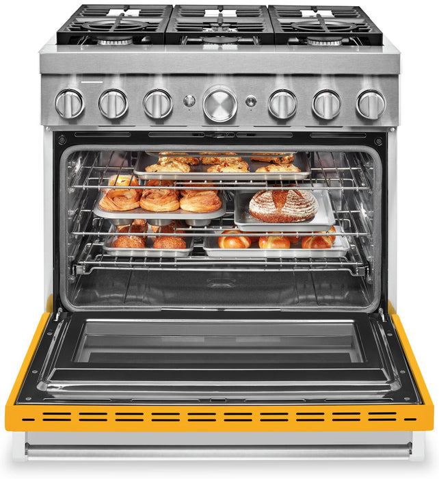 Cuisinière intelligente à gaz KitchenAid de 5,1 pi³ avec autonettoyage - poivron jaune - KFGC506JYP