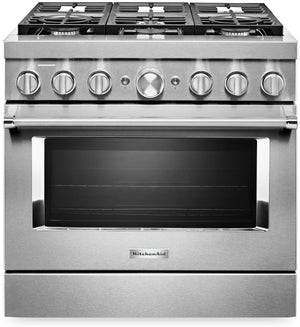 Cuisinière hybride intelligente KitchenAid de 36 po de style commercial - KFDC506JSS